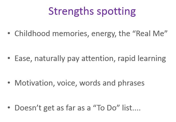 Questions to help participants work out how to spot their own strengths